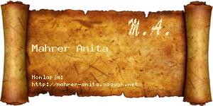 Mahrer Anita névjegykártya